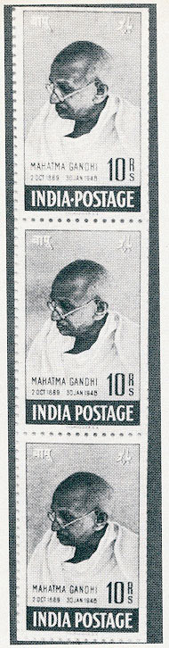 марка с Ганди 1номиналом 10 рупий